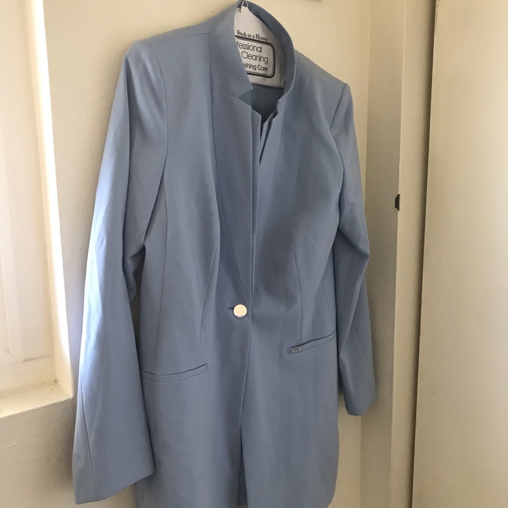 Calvin Klein one button blue topper blazer 10 - Picture 2 of 4